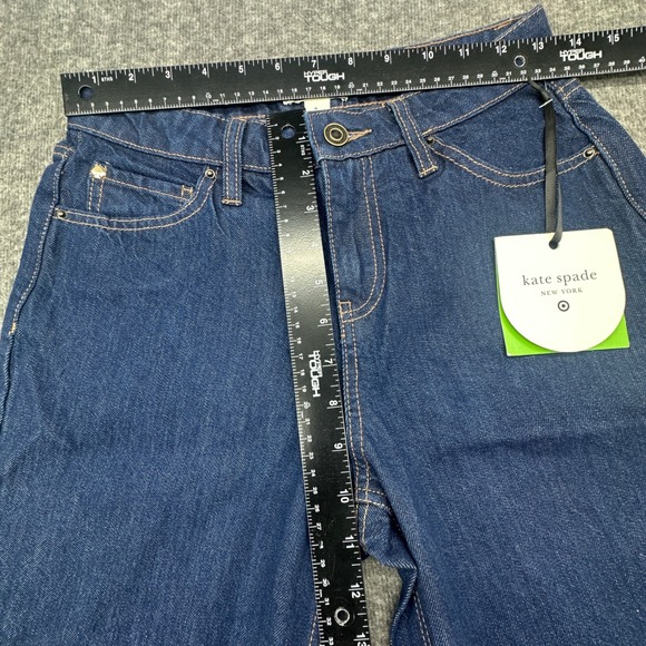 Kate Spade New York Wide Leg Cropped Cuffed Jeans Dark Wash Size 0‎ - Picture 5 of 10